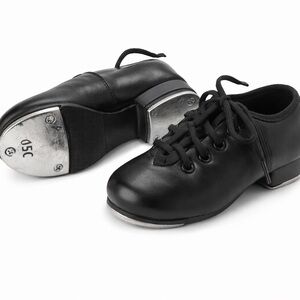 Black Kids Tap Shoes with Lace-Up Closure